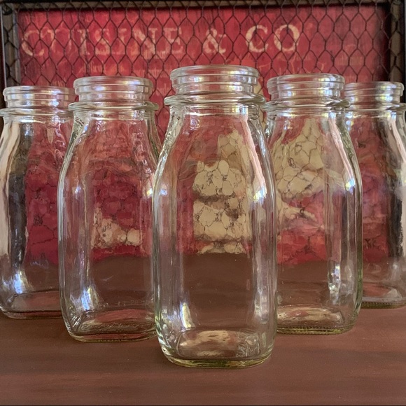6 Country Farmhouse Glass Milk Bottles - Picture 2 of 10